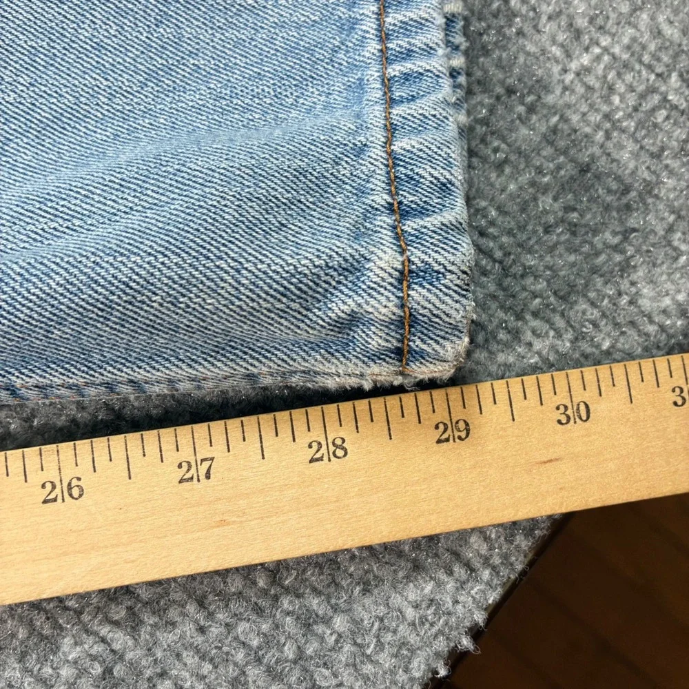 Levis 505 Regular Fit Jeans Mens 40x29 Light Wash Distressed Straight Leg Denim